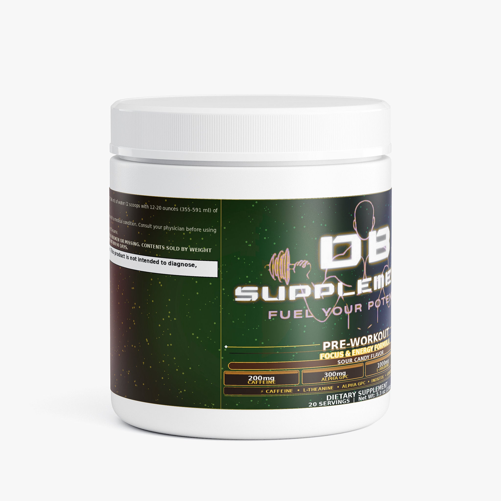 DB Supplements Pre-Workout Focus Formula — Sour Candy (20 Servings)